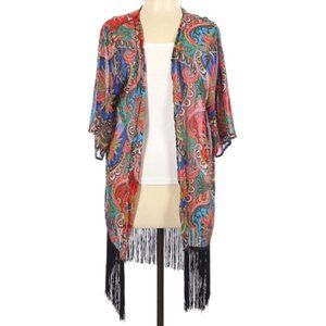 See You Monday Patterned Boho Fringe Kimono
